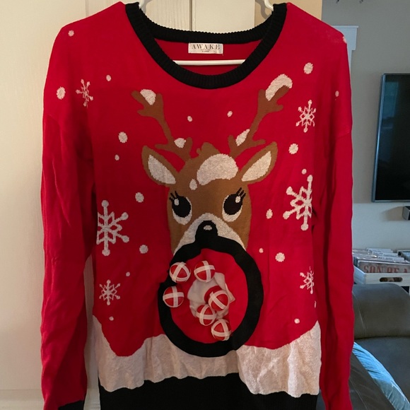 Awake Sweaters Ugly Christmas Sweater With Velcro Pong Balls Poshmark